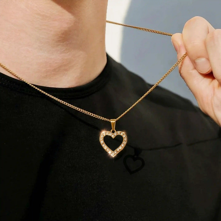 Rhinestone Open Heart Pendant