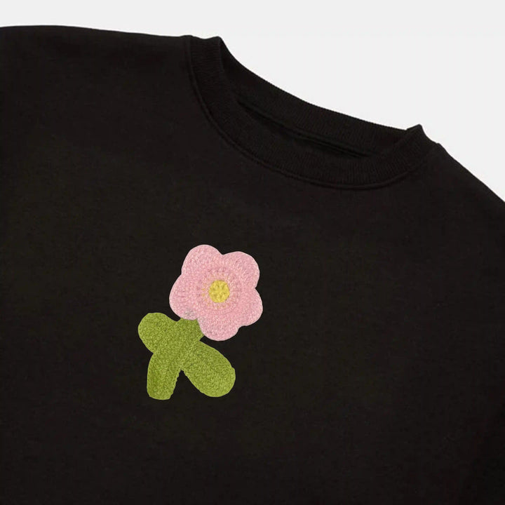 Crochet Flower Patch with Stem and Leaf | 2pc