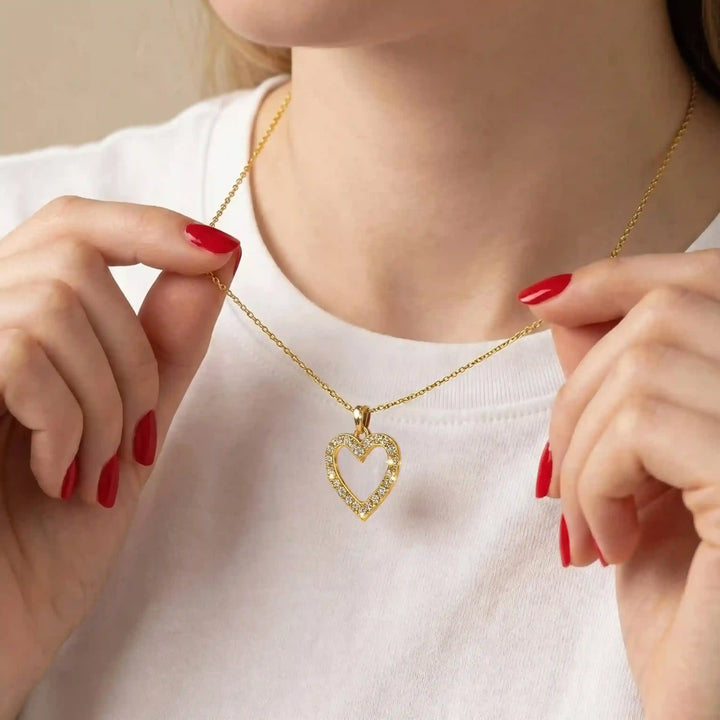 Rhinestone Open Heart Pendant