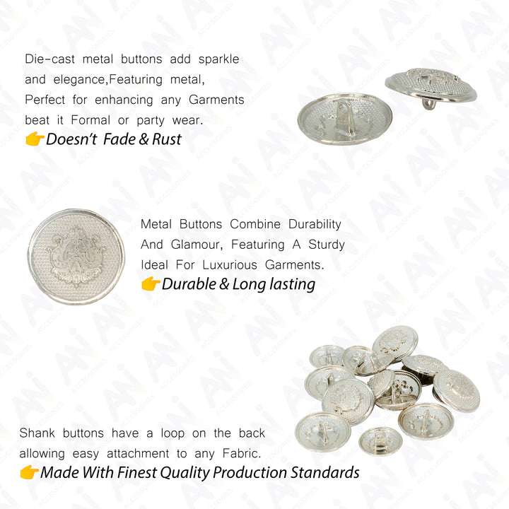 Embossed Floral Metal Buttons