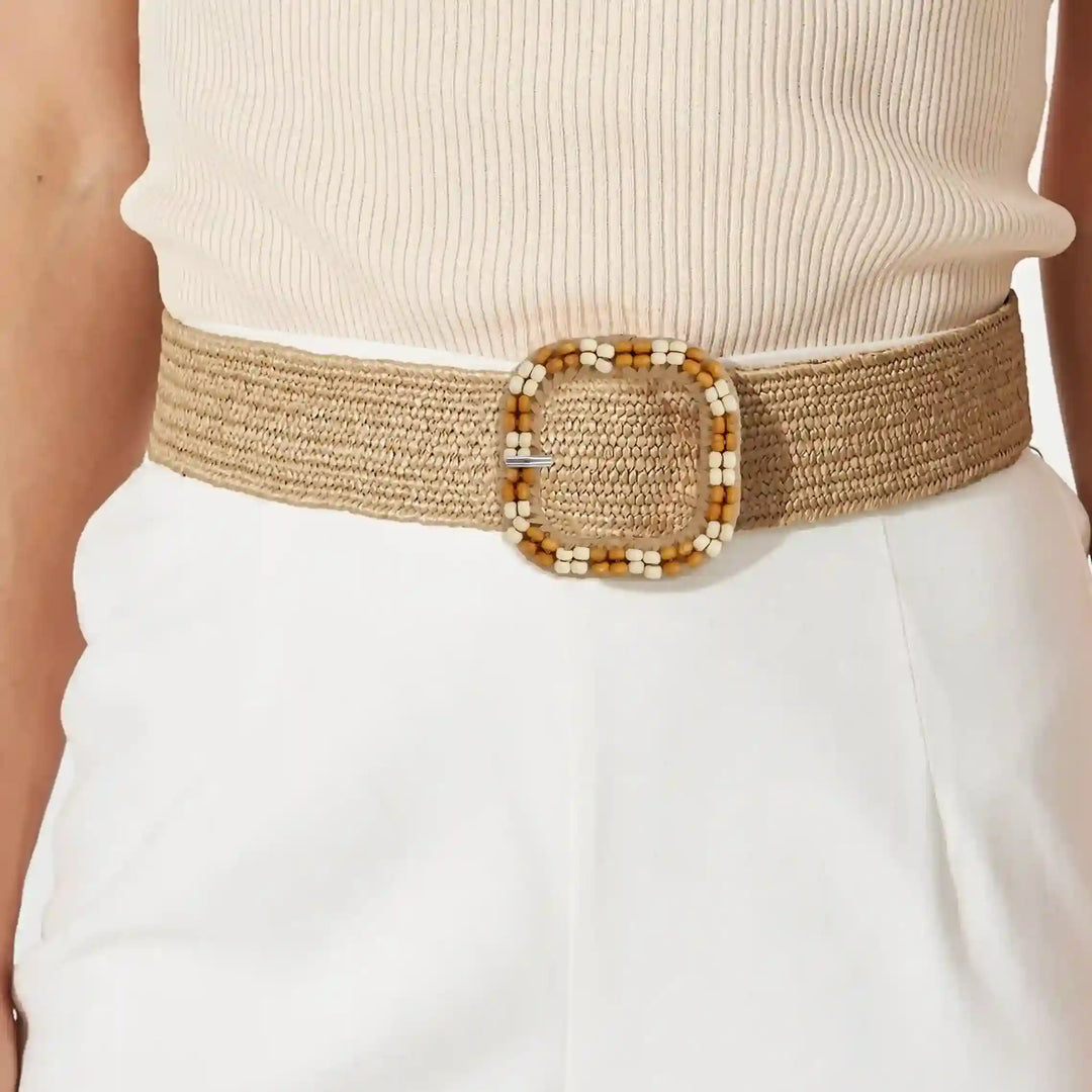 Two-Tone Raffia Wrapped Buckle