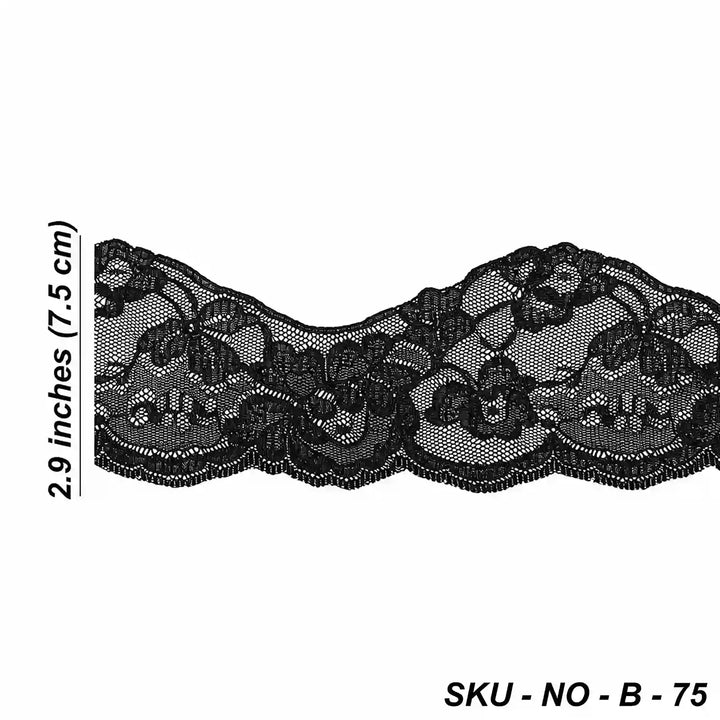 Black Floral Pattern Lace | 5 Meters | SKU-B75