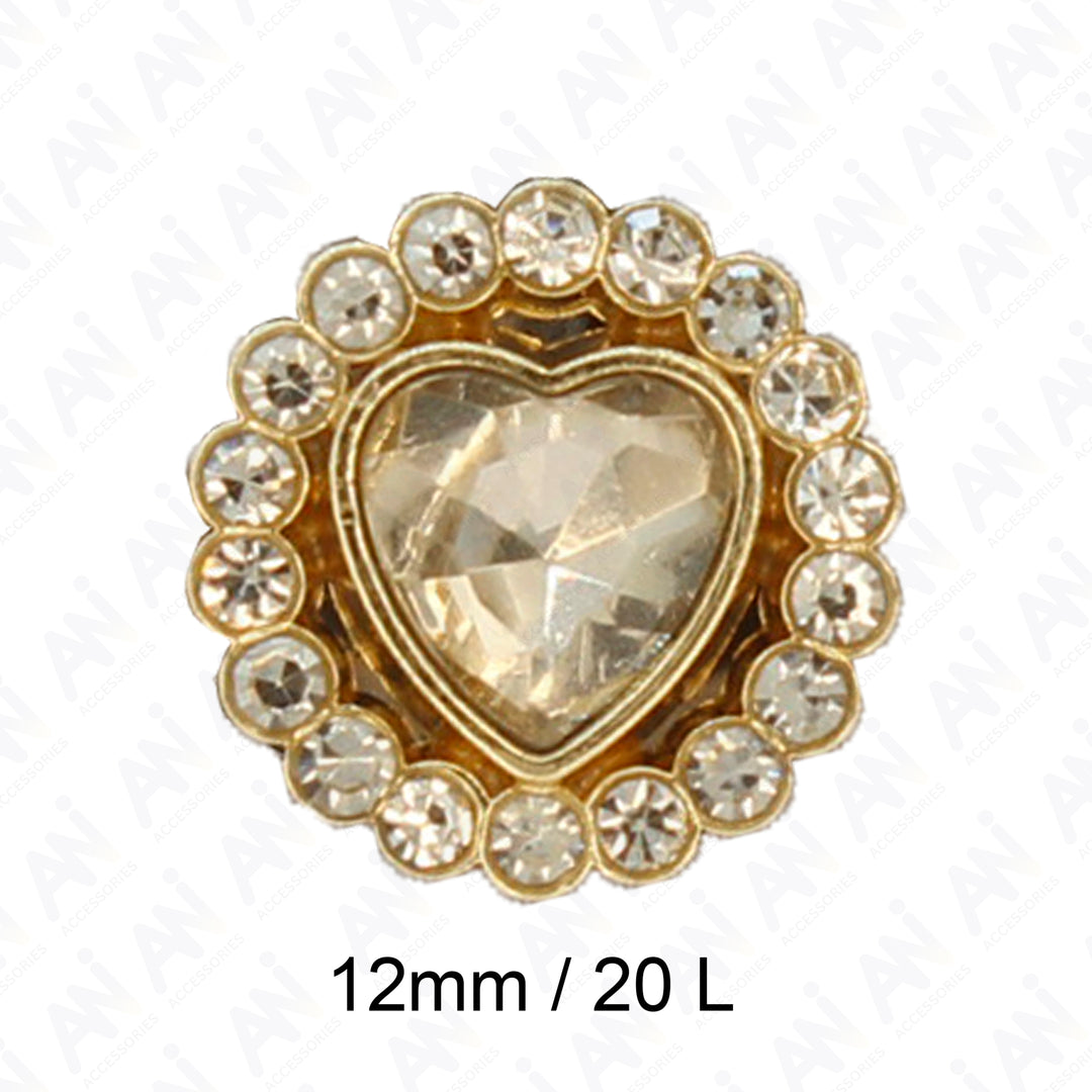 Golden Heart Button with Diamond Accents