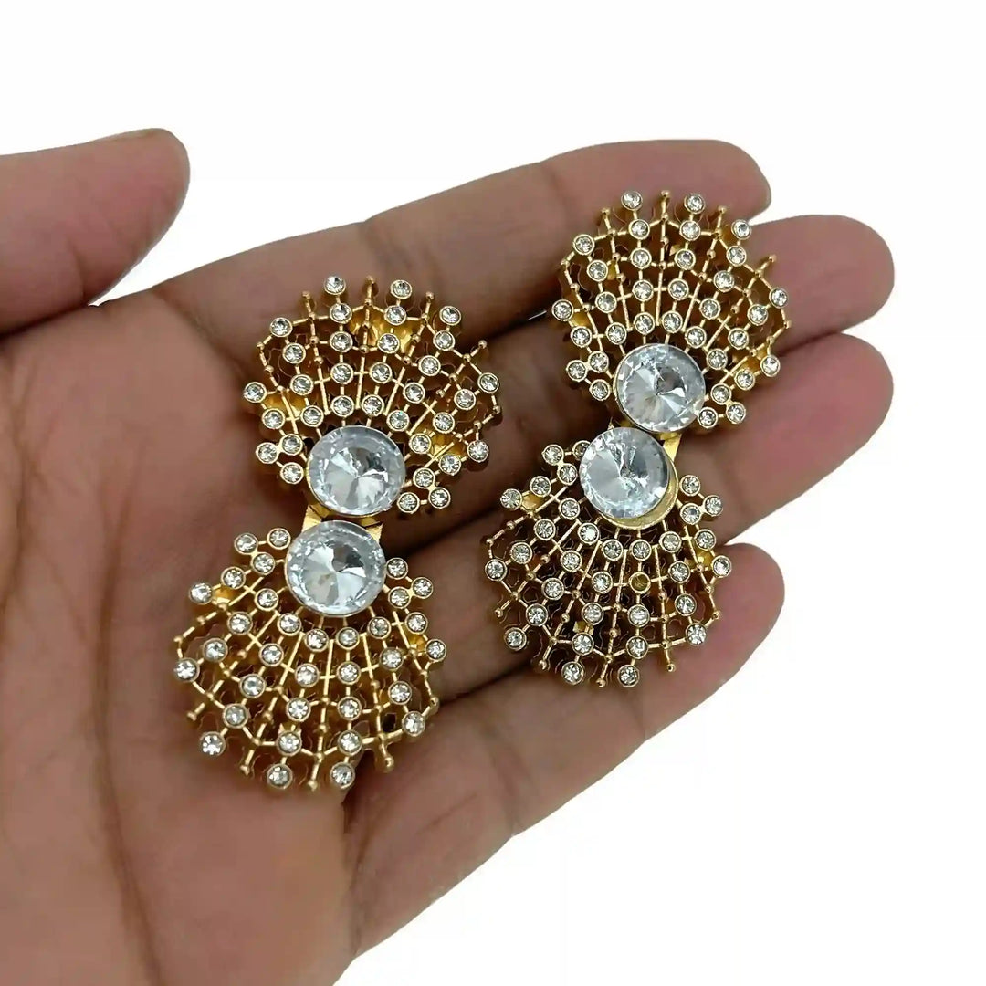 Ornate Lattice Bow Diamond Rhinestone Frog Closure Buttons