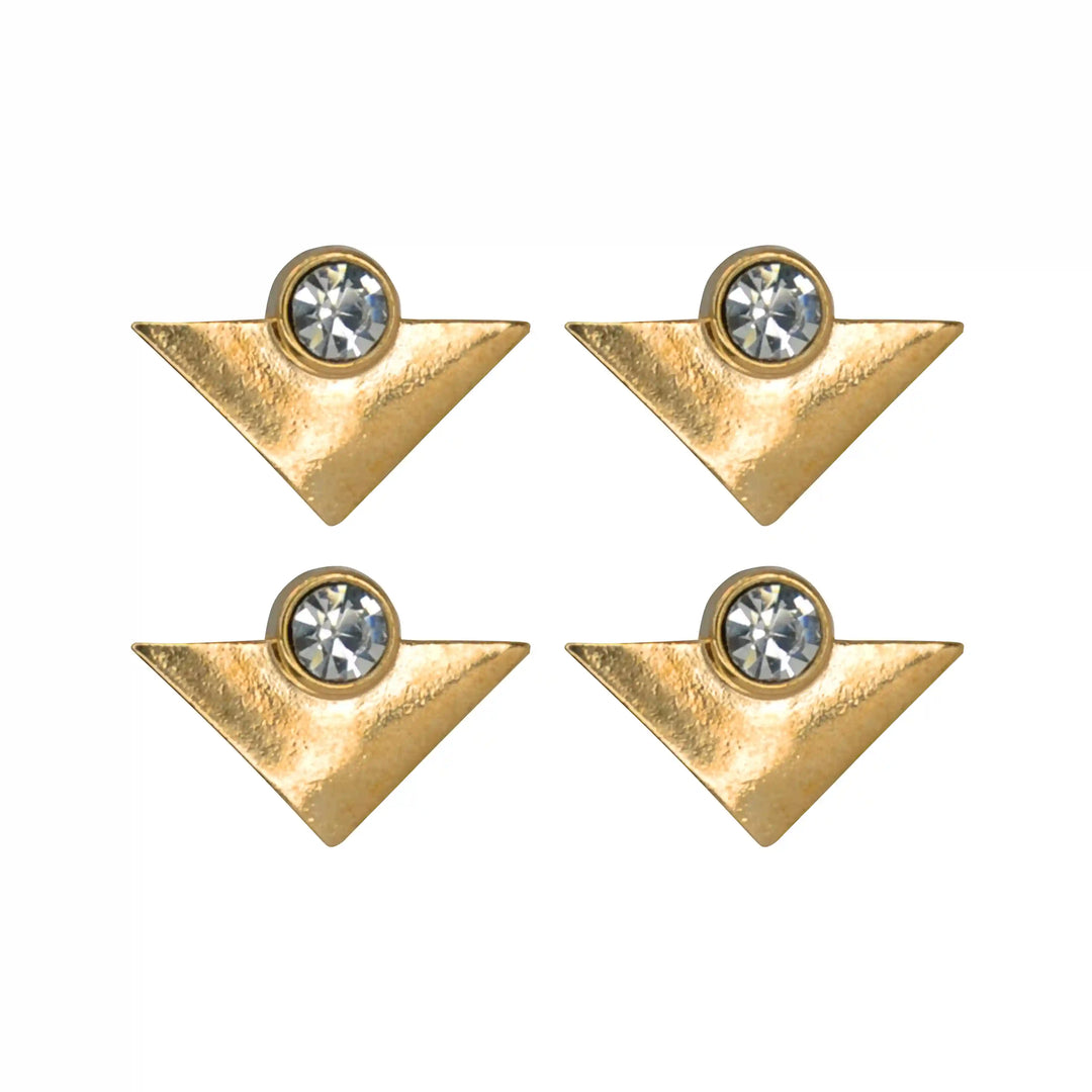 Gold Triangular Collar Tips with Crystals
