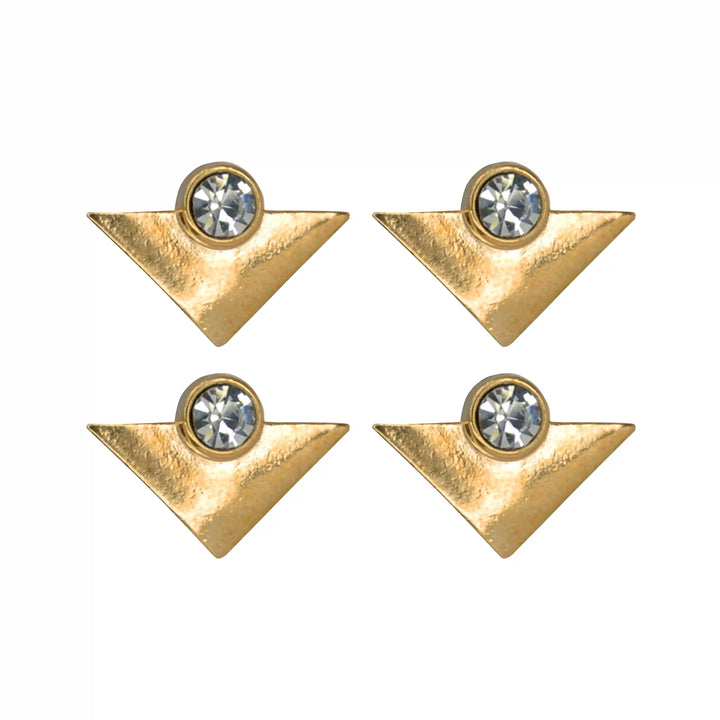 Gold Triangular Collar Tips with Crystals