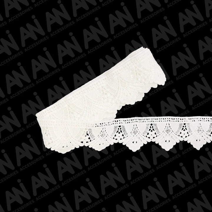 Dahlias Border Sequins Lace | 2 Meter