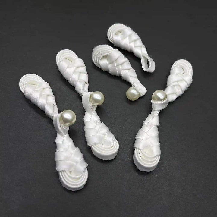 Braided Lattice Pearl Frog Closure Button