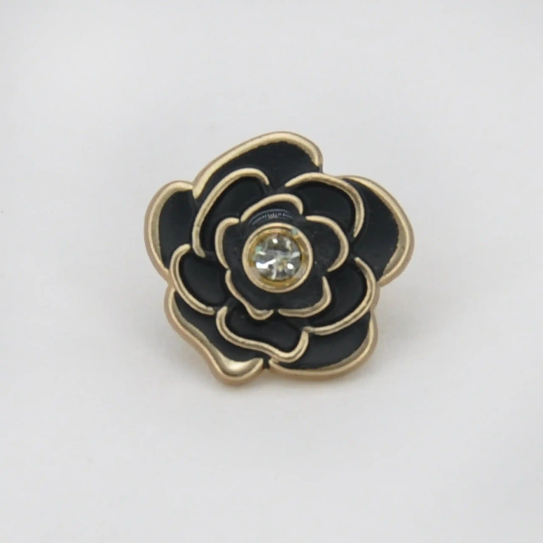 Premium Black Rose Metal Button | 12mm (20L)