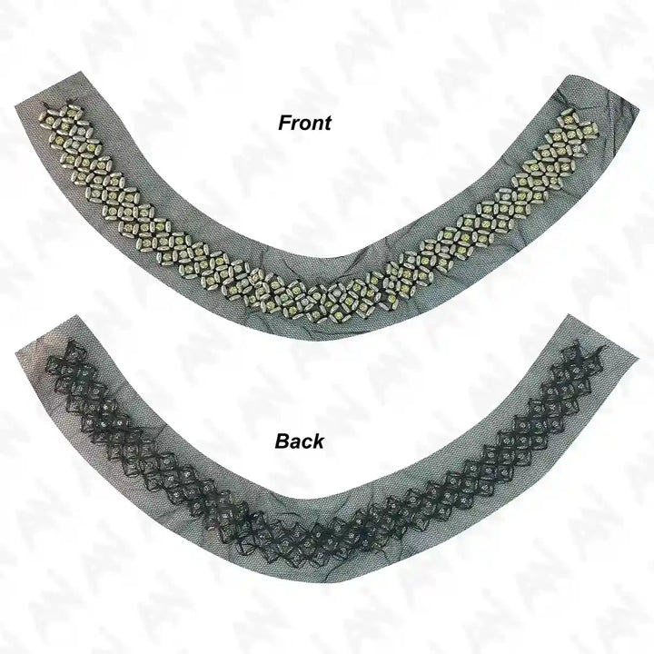 Black Beaded Round Neckline
