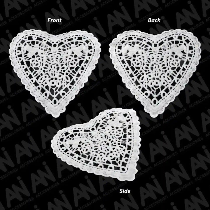 Cut Work Heart Shape Spun Poly Patch