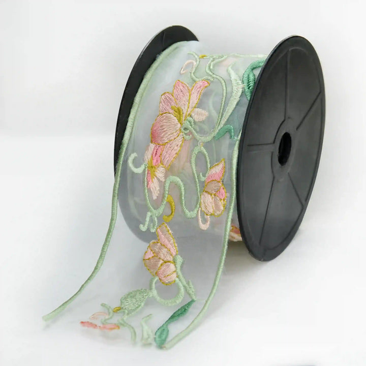 Pastel Flower Multicolor Organza Parsi Gara Lace