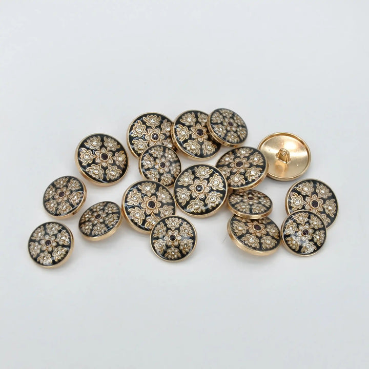 Heritage Floral Pattern Metal Buttons | 22mm(35L) & 18mm(28L)