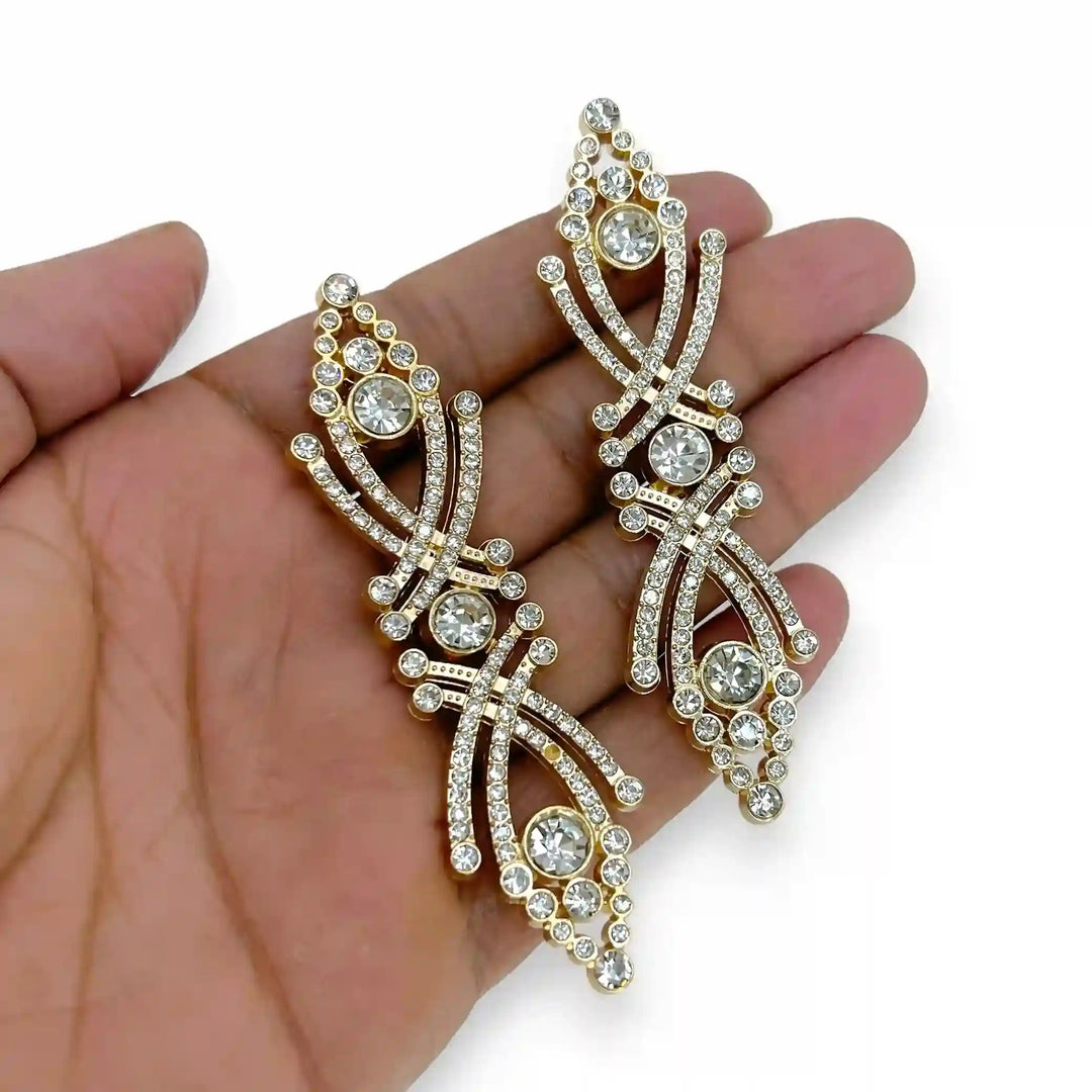 Crystal-Encrusted Metal Frog Closure Buttons