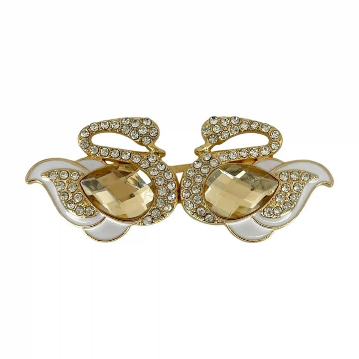 Jeweled Majesty Swan Metal Frog Closure Buttons