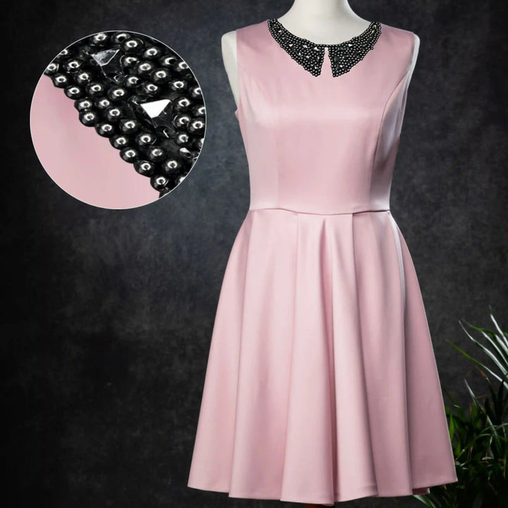 Black Bead Embellished Collar Neckline