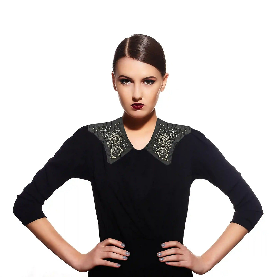 Beads Black Shoulder Patch 1 Pair