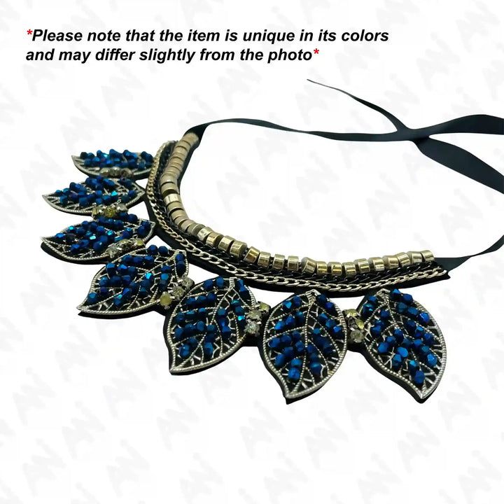 Beaded Leaf Round Neckline