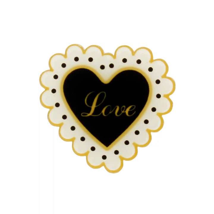 Polka Dot Heart Brooch Pin