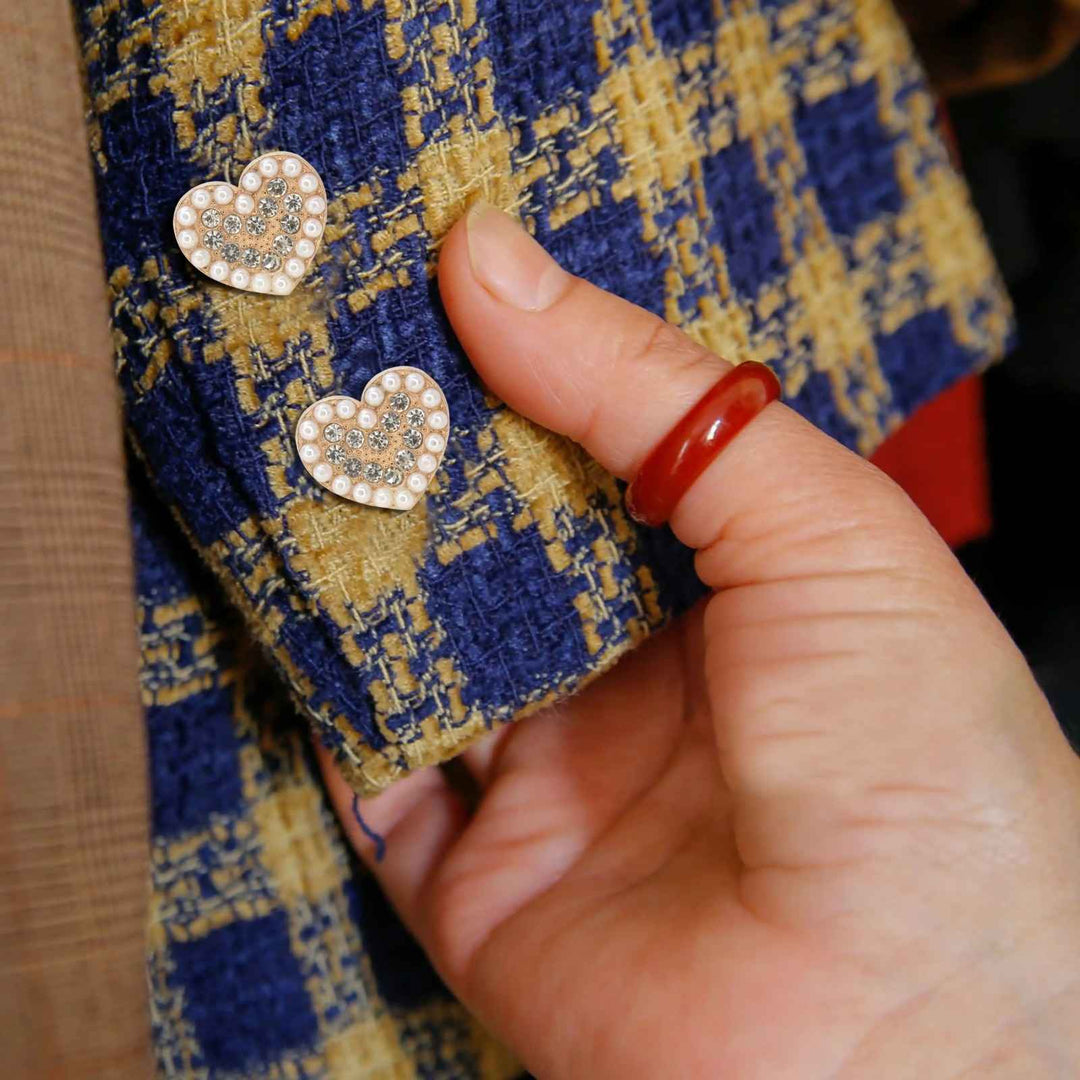 Heart Shape Pearl Rhinestone Metal Buttons | 20mm(32L)