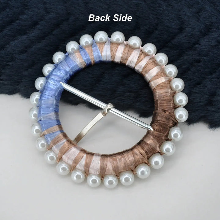 Multicolor Raffia Pearl Ring Buckle | 3.3 inches (8.5cm)