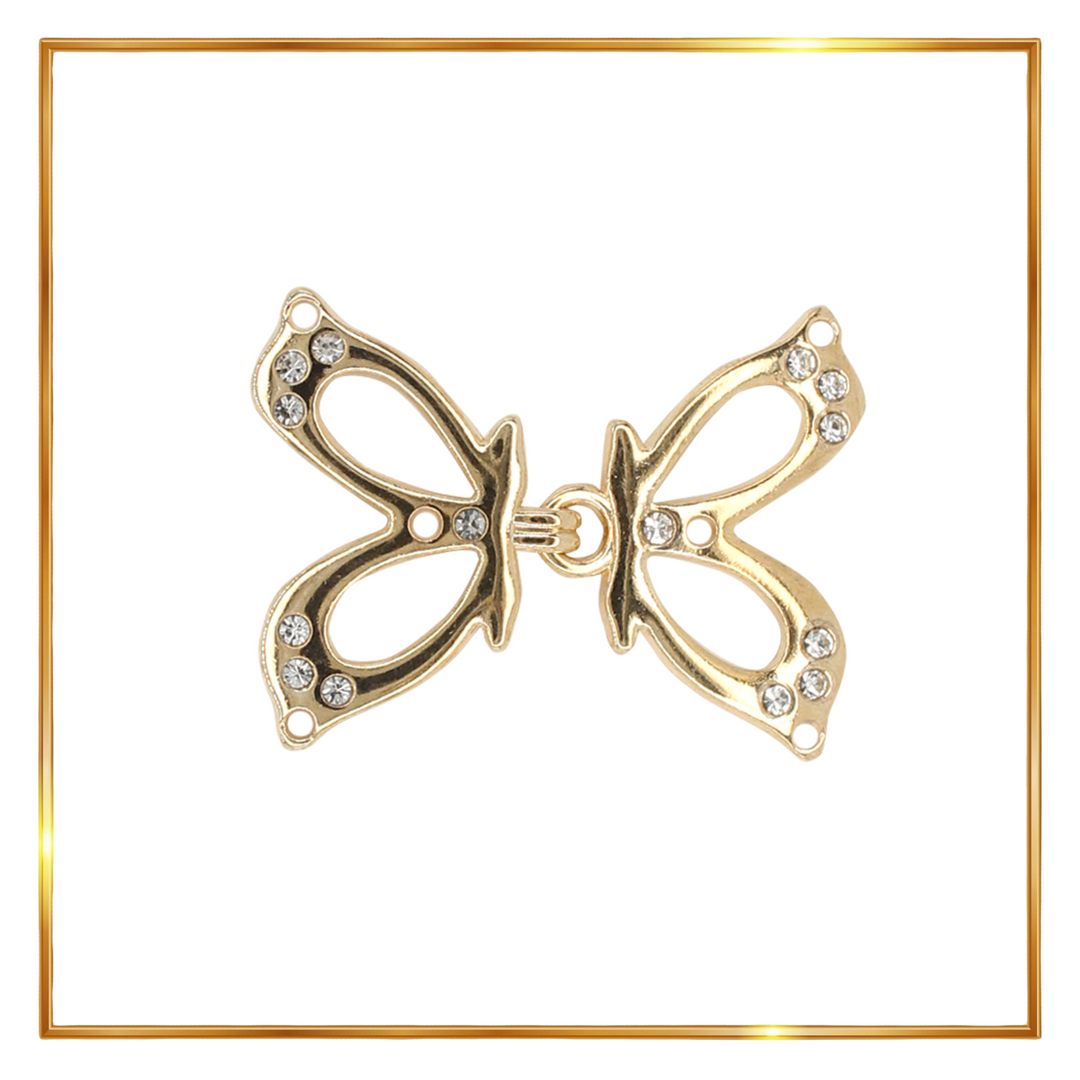 Shiny gold butterfly Frog closure metal button