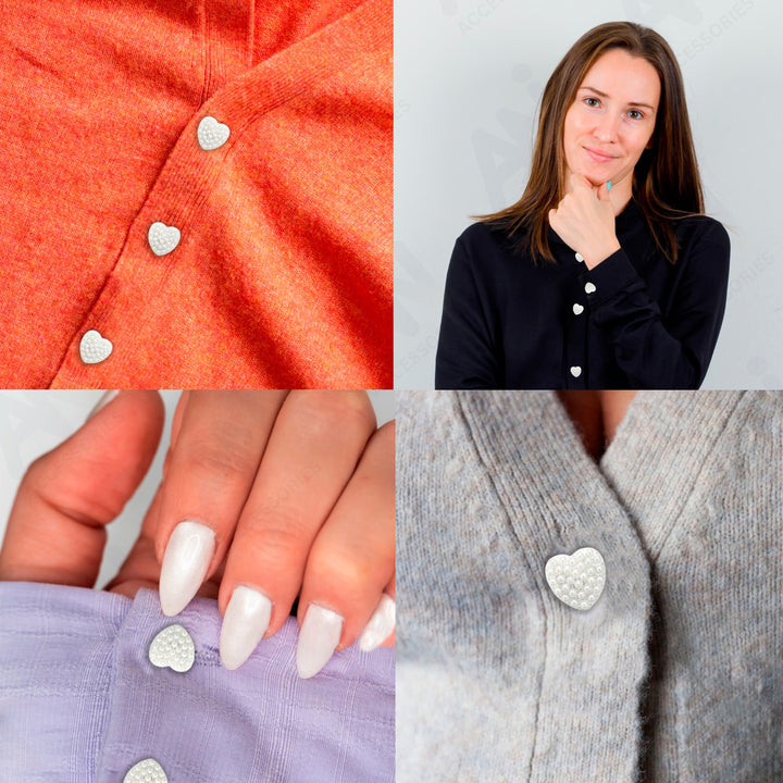 Heart Style Pearl Metal Buttons | 17mm(27L)