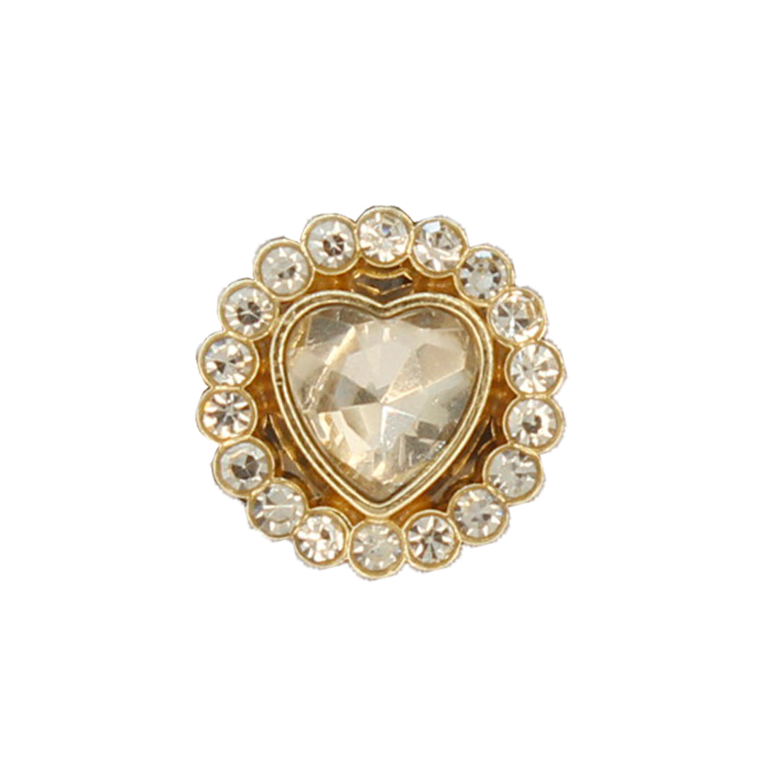 Golden Heart Button with Diamond Accents