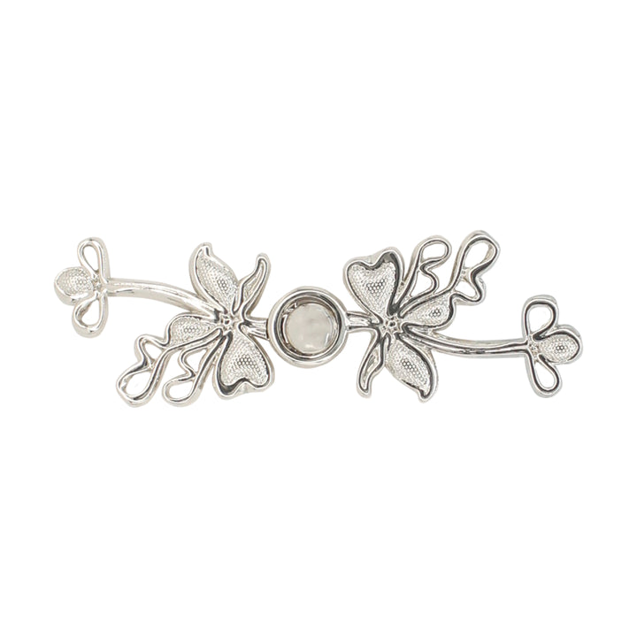 Lily flower silver Frog closure Pearl Buttons