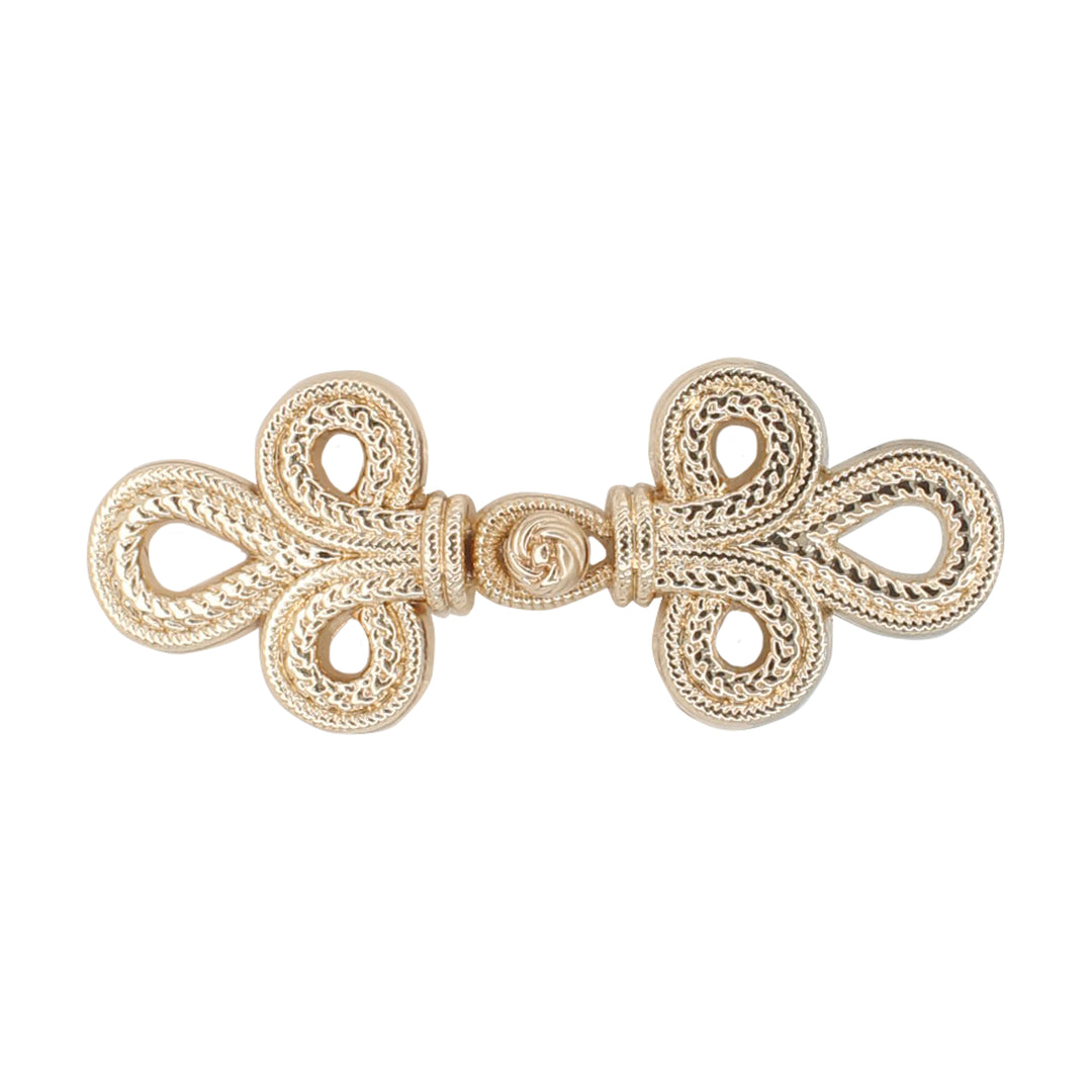 Luxurious intertwined loop frog closure metal button