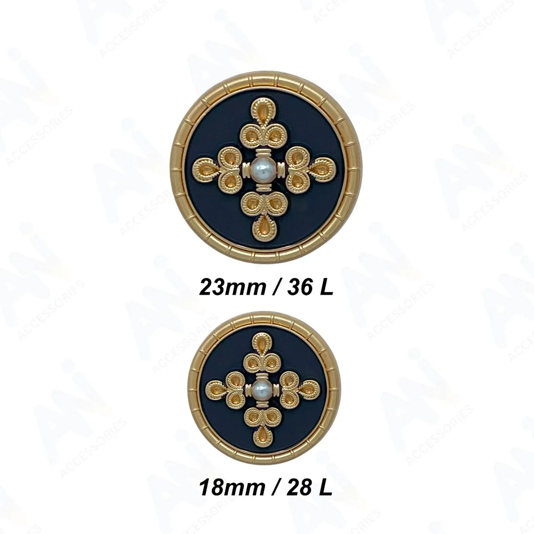 Elegant Pearl Metal Buttons for Clothing | 18mm(28L) & 23mm(36L)