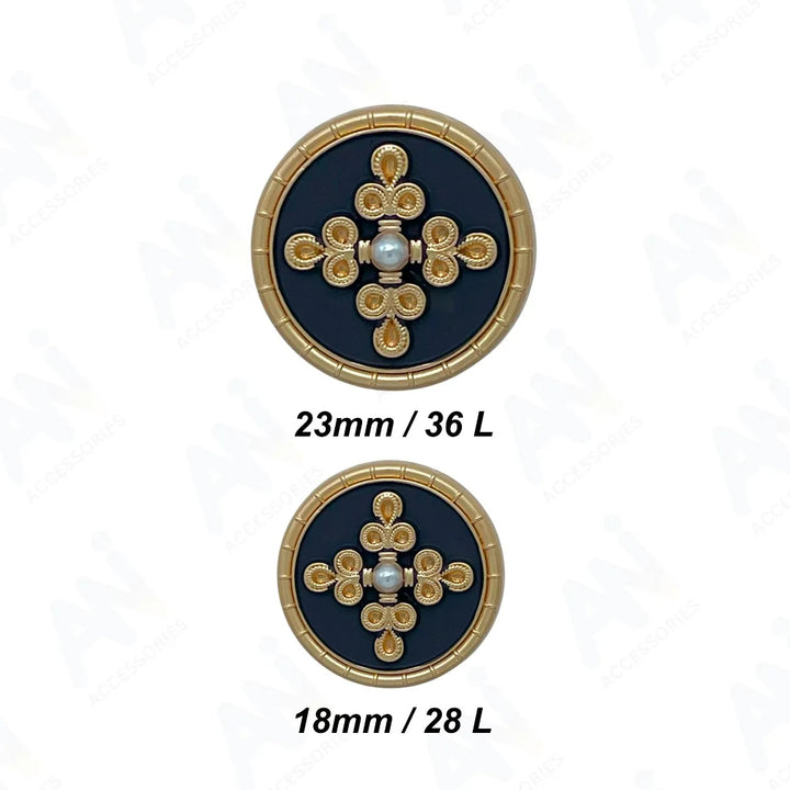 Elegant Pearl Metal Buttons for Clothing | 18mm(28L) & 23mm(36L)