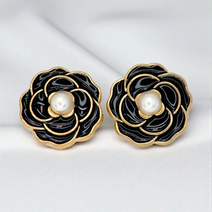 Black Enamel Rose Button Cover