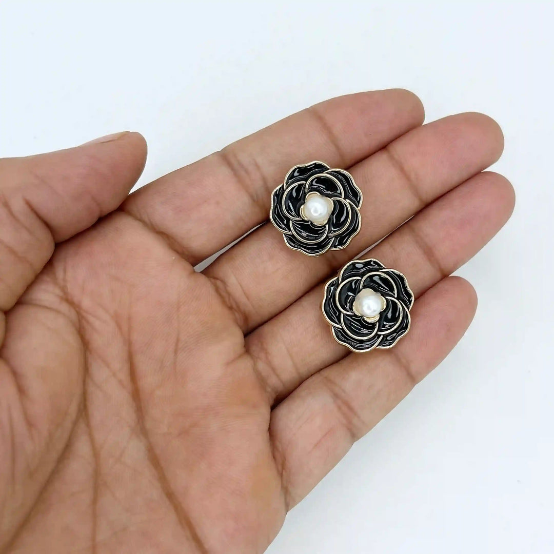 Black Enamel Rose Button Cover