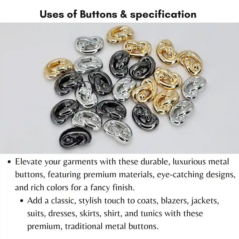 Three Dimensional Metal Buttons | 18mm (28L), 20mm (31L) & 23mm (36L)