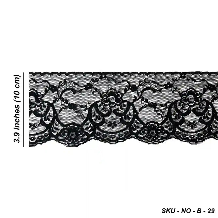 Black Vintage Floral Lace | 5 Meters | SKU-B29