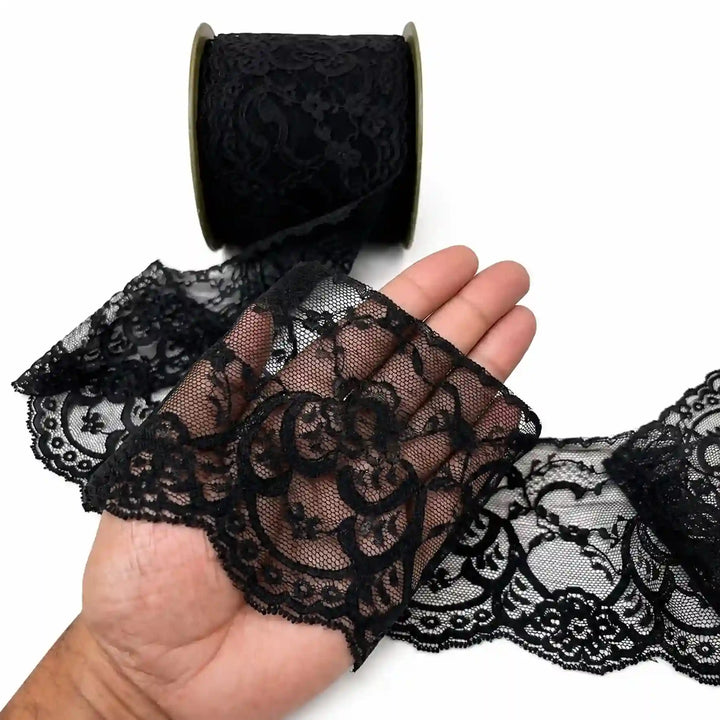 Black Vintage Floral Lace | 5 Meters | SKU-B29