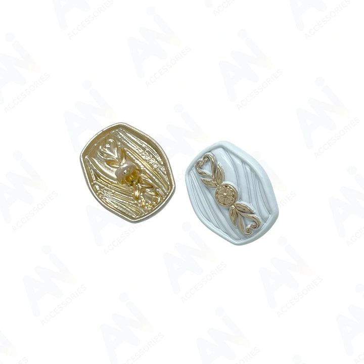 Oval Designer Metal Button with Floral Motif | 18mm(28L) & 23mm(36L)