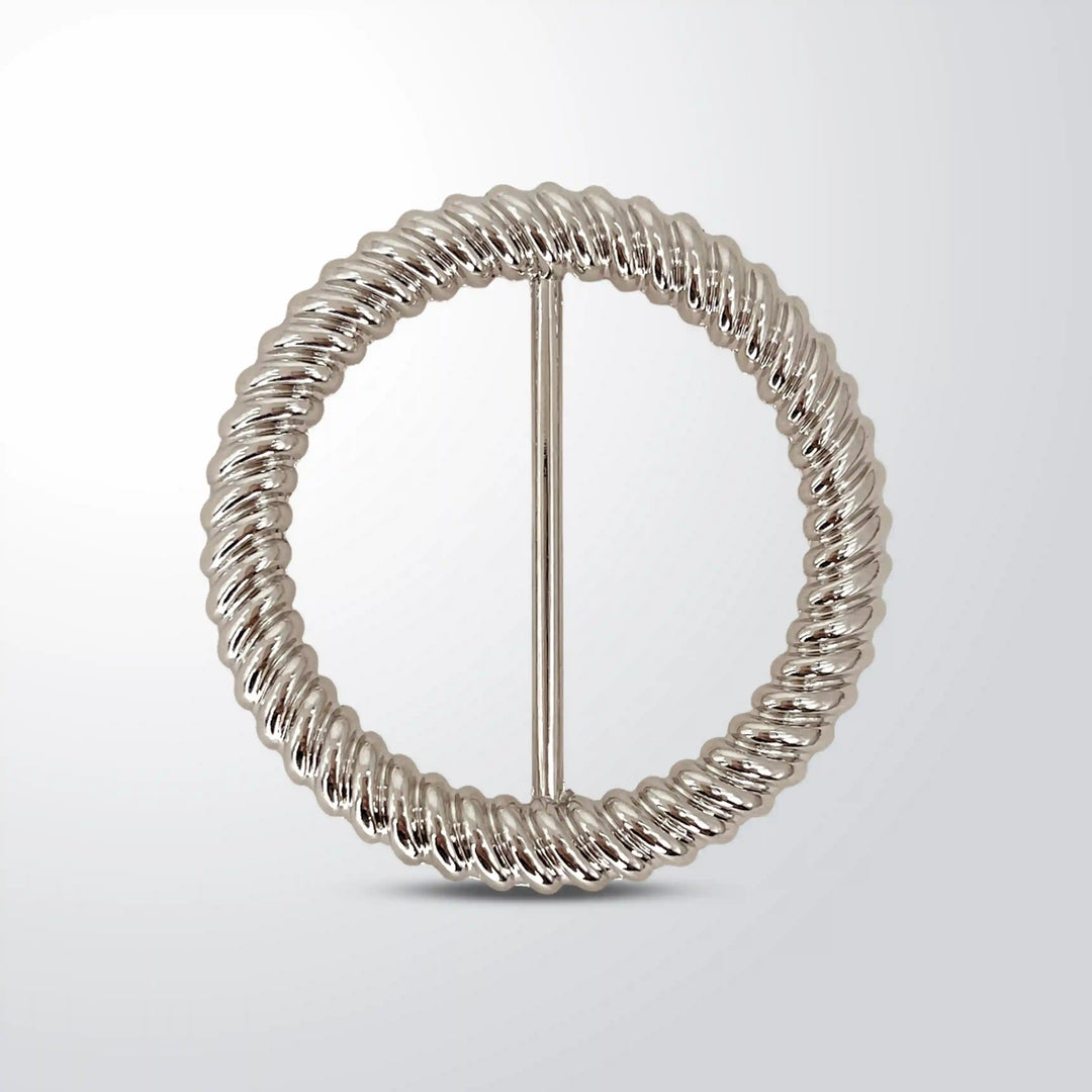 Rope Design Silver Circular Buckle