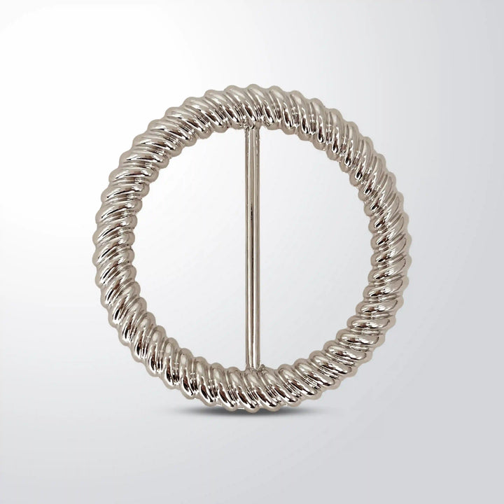 Rope Design Silver Circular Buckle