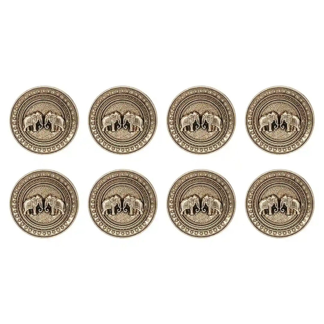 Confronted Elephant Design Metal Buttons | 18mm & 23mm