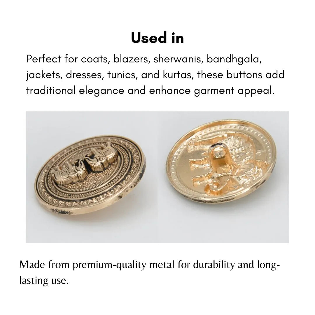 Confronted Elephant Design Metal Buttons | 18mm & 23mm