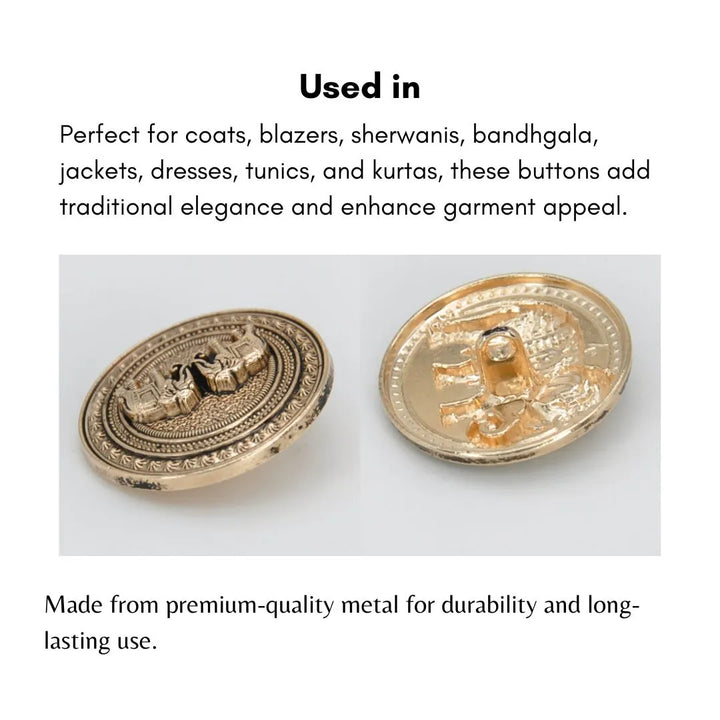 Confronted Elephant Design Metal Buttons | 18mm & 23mm