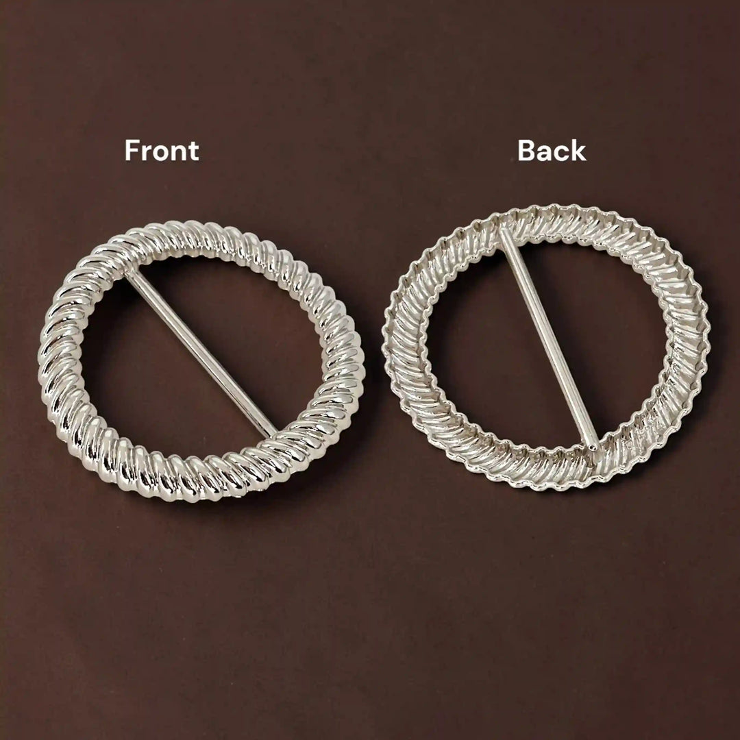 Rope Design Silver Circular Buckle