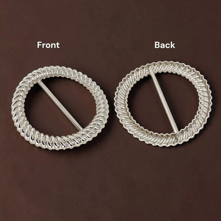 Rope Design Silver Circular Buckle