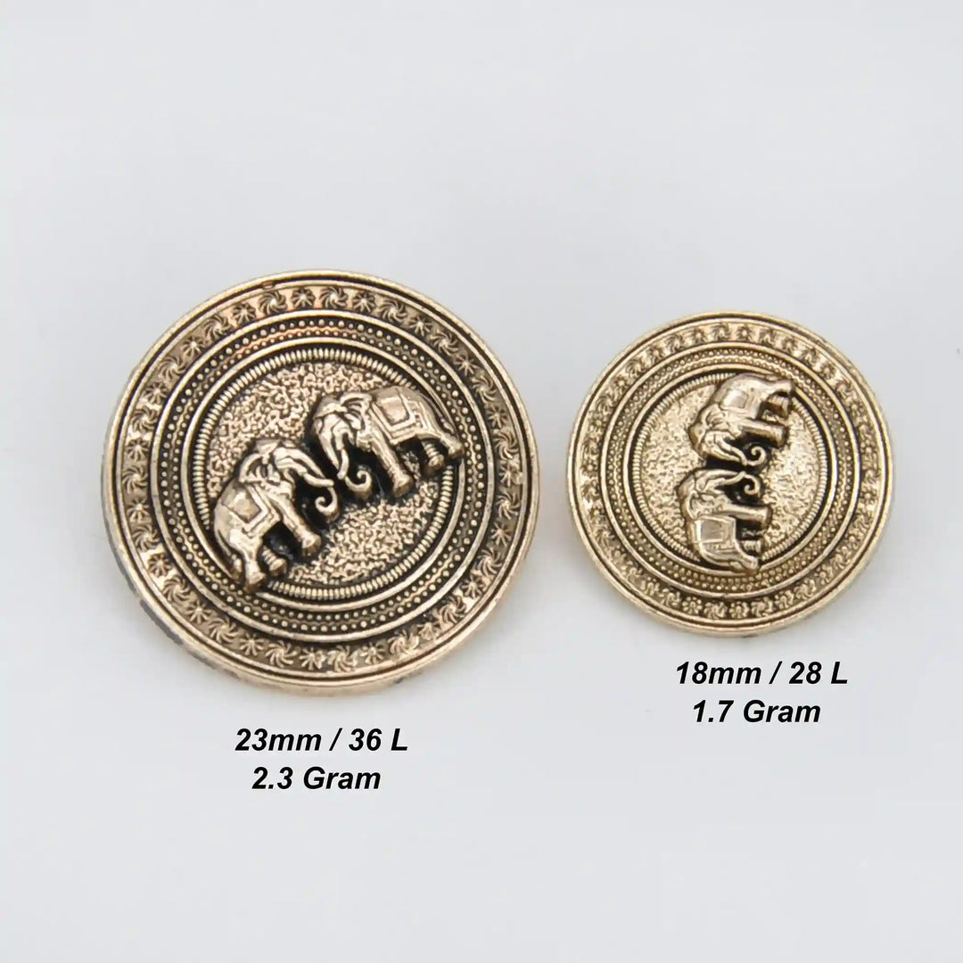 Confronted Elephant Design Metal Buttons | 18mm & 23mm