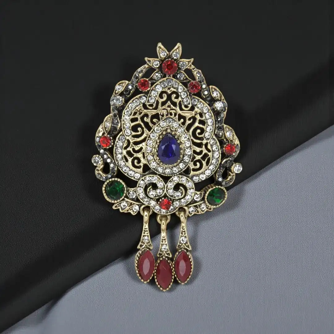 Designer Brooch & Blue Floral Buttons Combo Pack