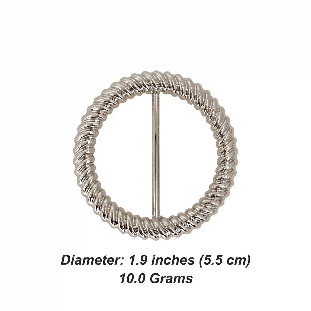 Rope Design Silver Circular Buckle