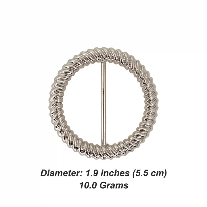 Rope Design Silver Circular Buckle