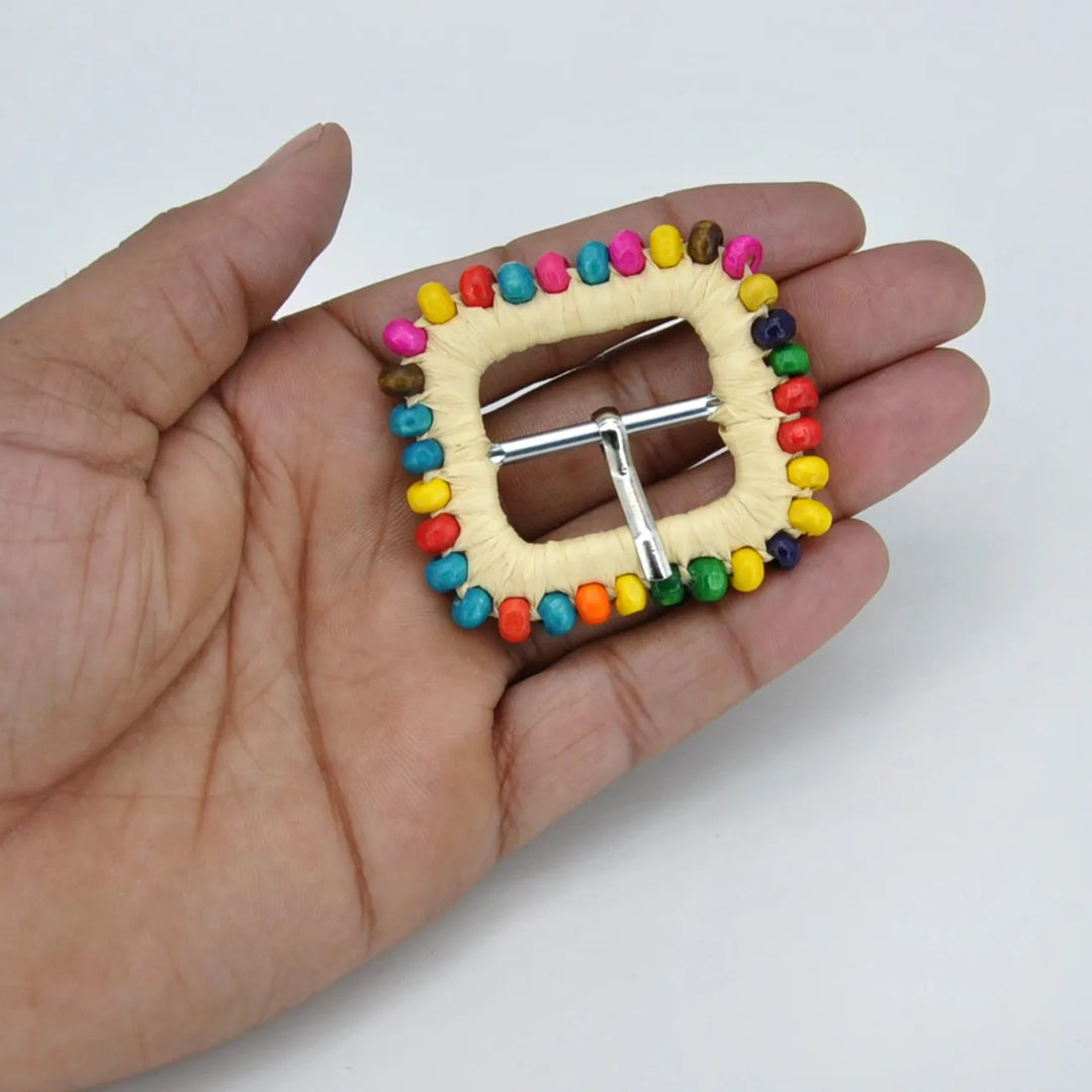 Rectangular Handwoven Straw Raffia Buckle | 2 inches & 3.3 inches